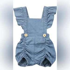 Charming Blue Denim Toddler Overalls with Ruffle Straps